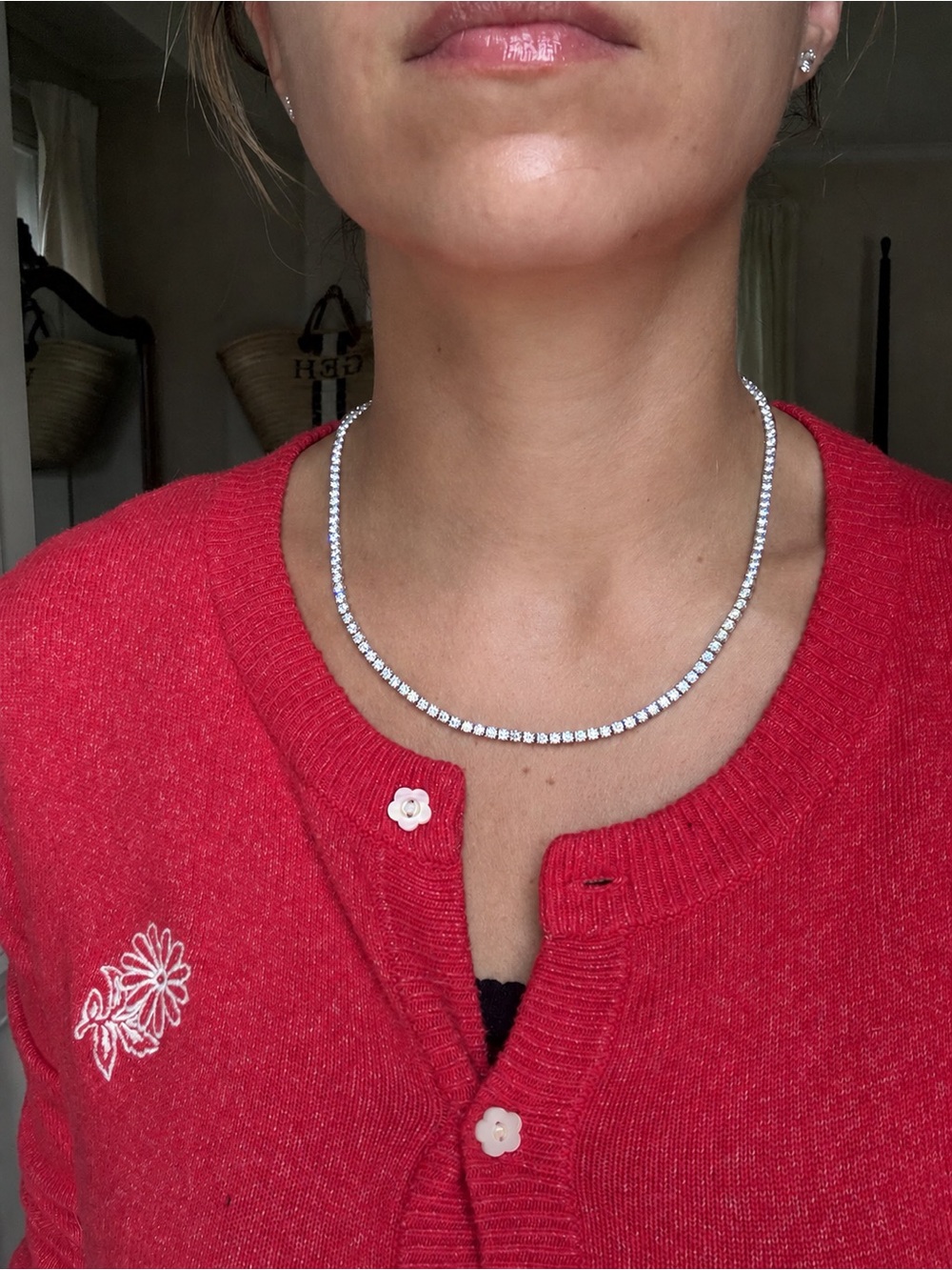 Mandati 3mm Moissanite Tennis Necklace 18” Sterling Silver